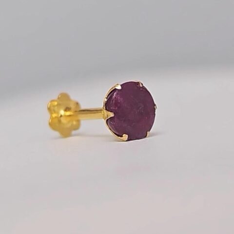 Classic Ruby Gold Nose Stud – 9K Gold