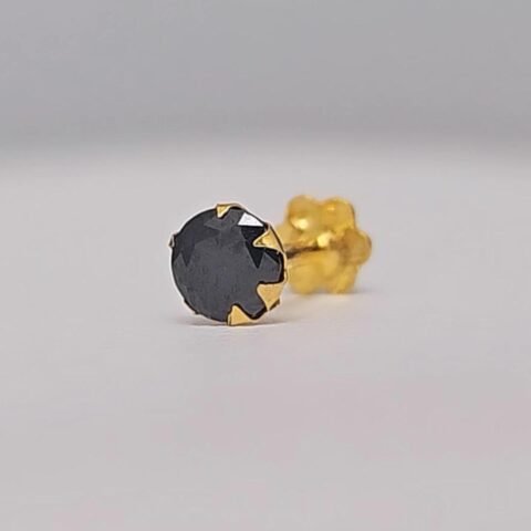 Classic Black Stone Gold Nose Stud – 9K Gold