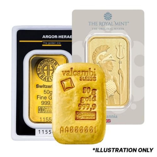 50 Gram Gold Bar – 999.9 Fine Gold Investment Bullion