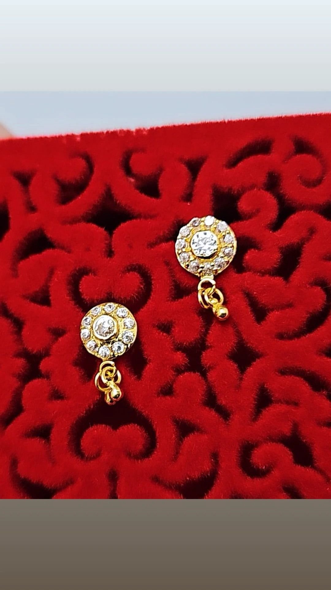 18 Carat Gold cz Diamond Halo Ear Studs – Elegant Round Design - Image 2