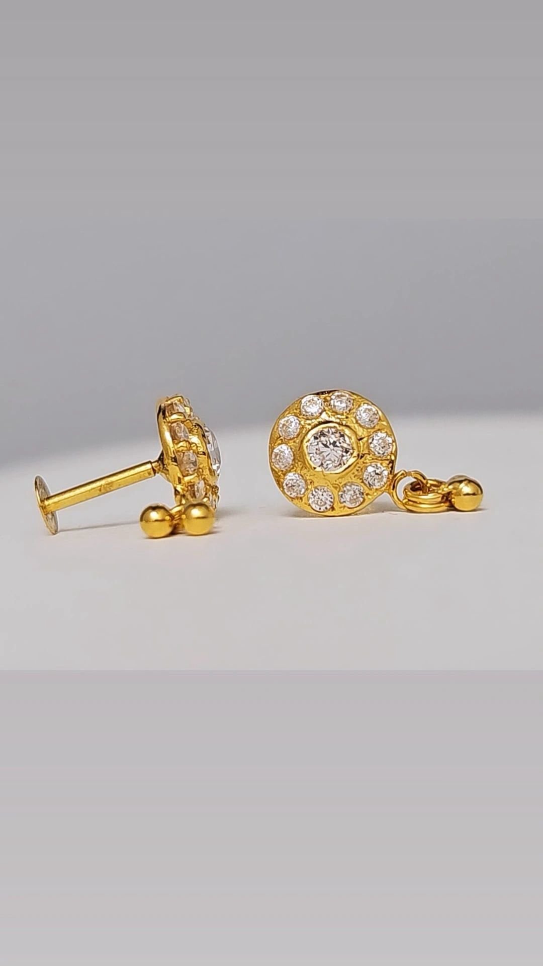 18 Carat Gold cz Diamond Halo Ear Studs – Elegant Round Design - Image 3