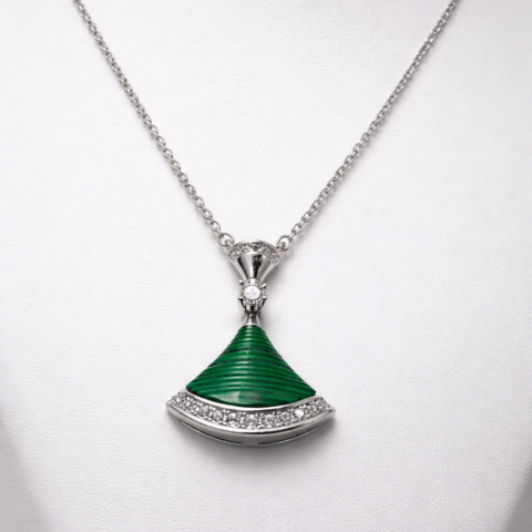 925 Sterling Silver cz Green Stone Pendant Necklace