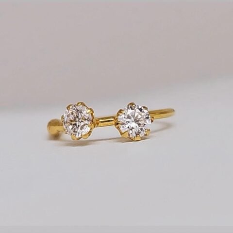 14K Gold Ruby Crystal Diamond Nose Ring Stud – Minimalist Nose Piercing Jewelry