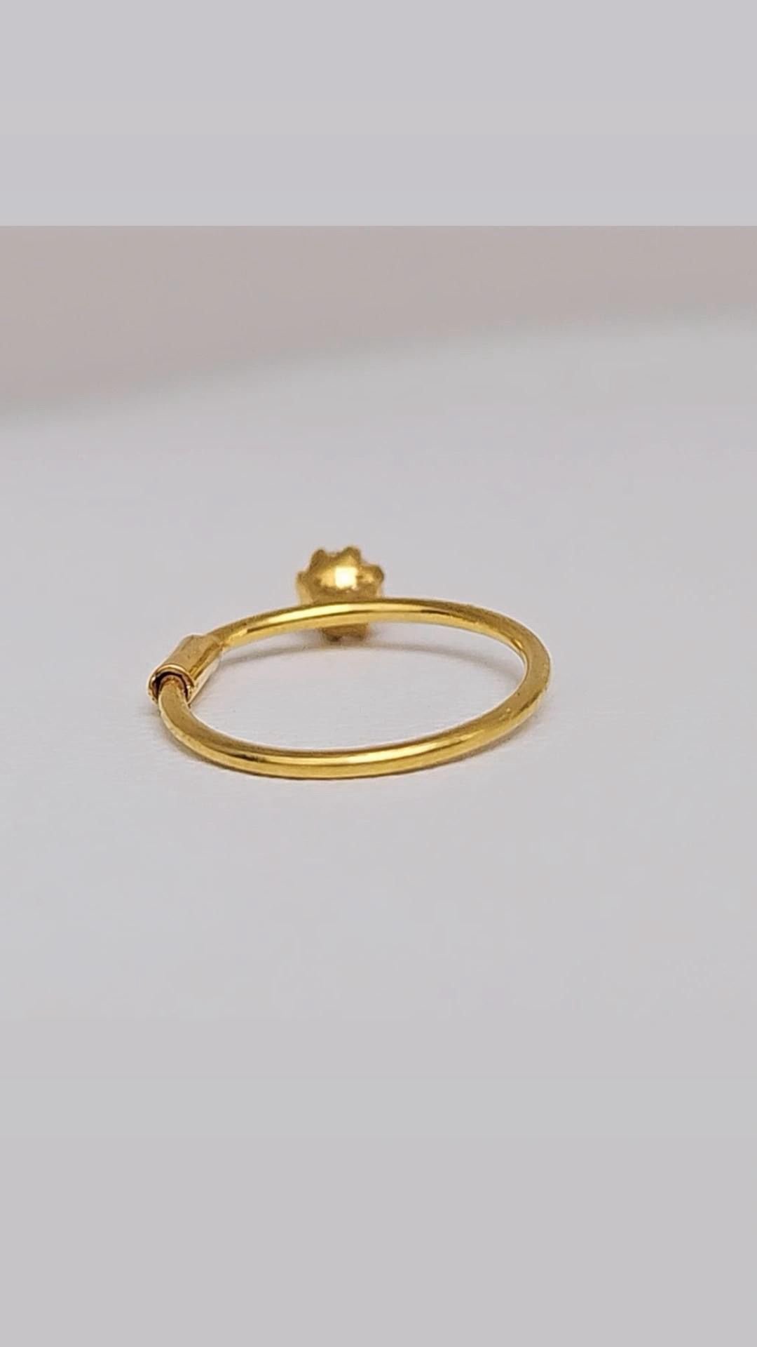 14K Gold Ruby Crystal Diamond Nose Ring Stud – Minimalist Jewelry £40 - Image 4