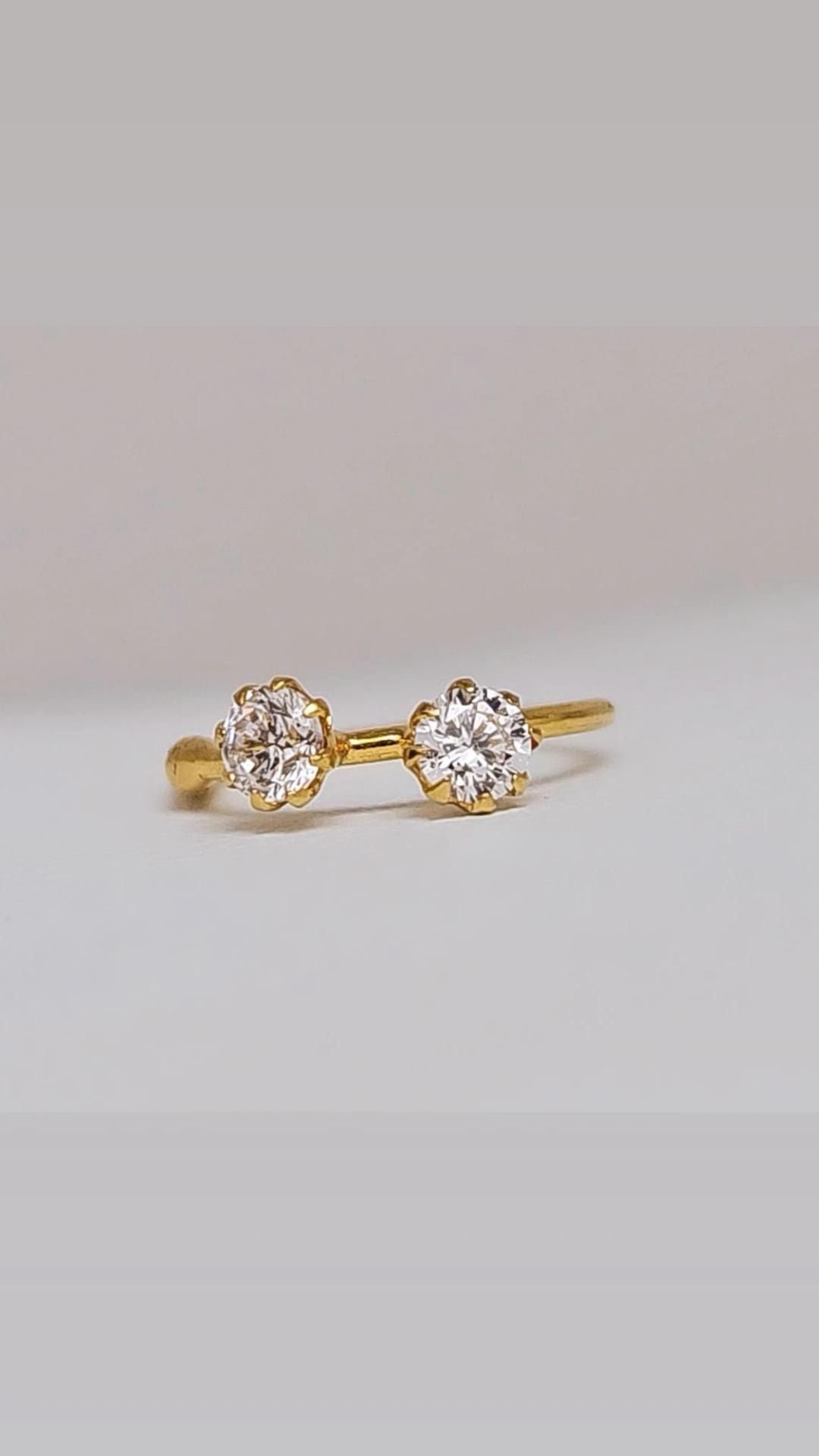 14K Gold Ruby Crystal Diamond Nose Ring Stud – Minimalist Nose Piercing Jewelry